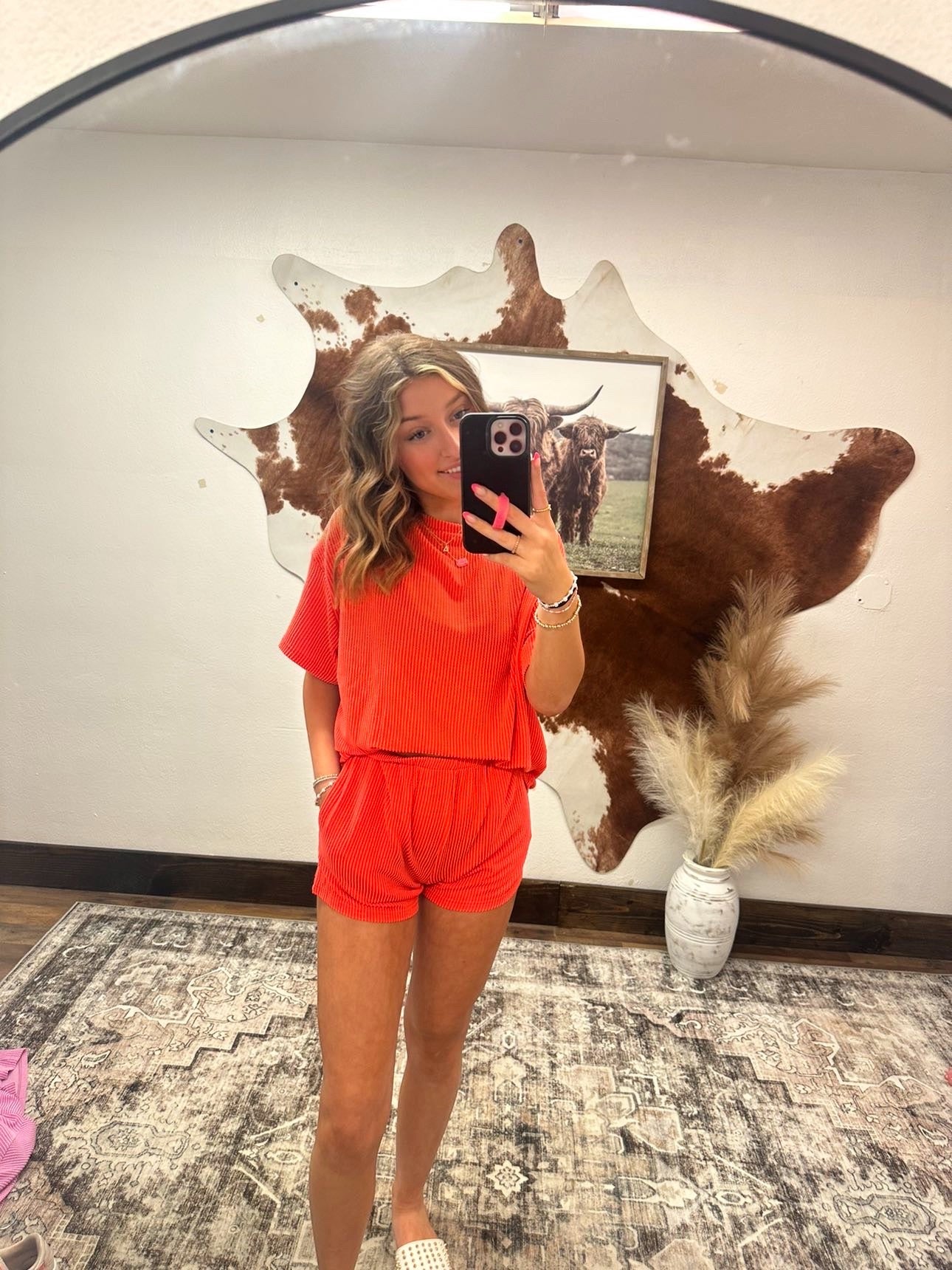 Orange Ribbed 2 Piece Set