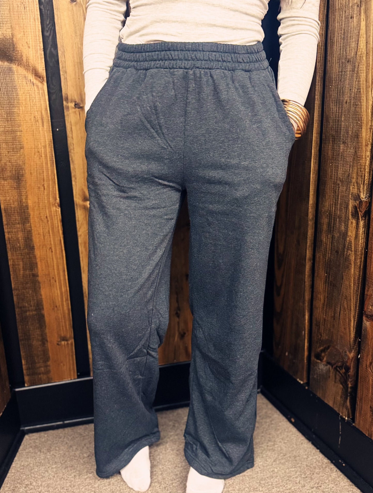 Charcoal Grey wide Leg sweatpants