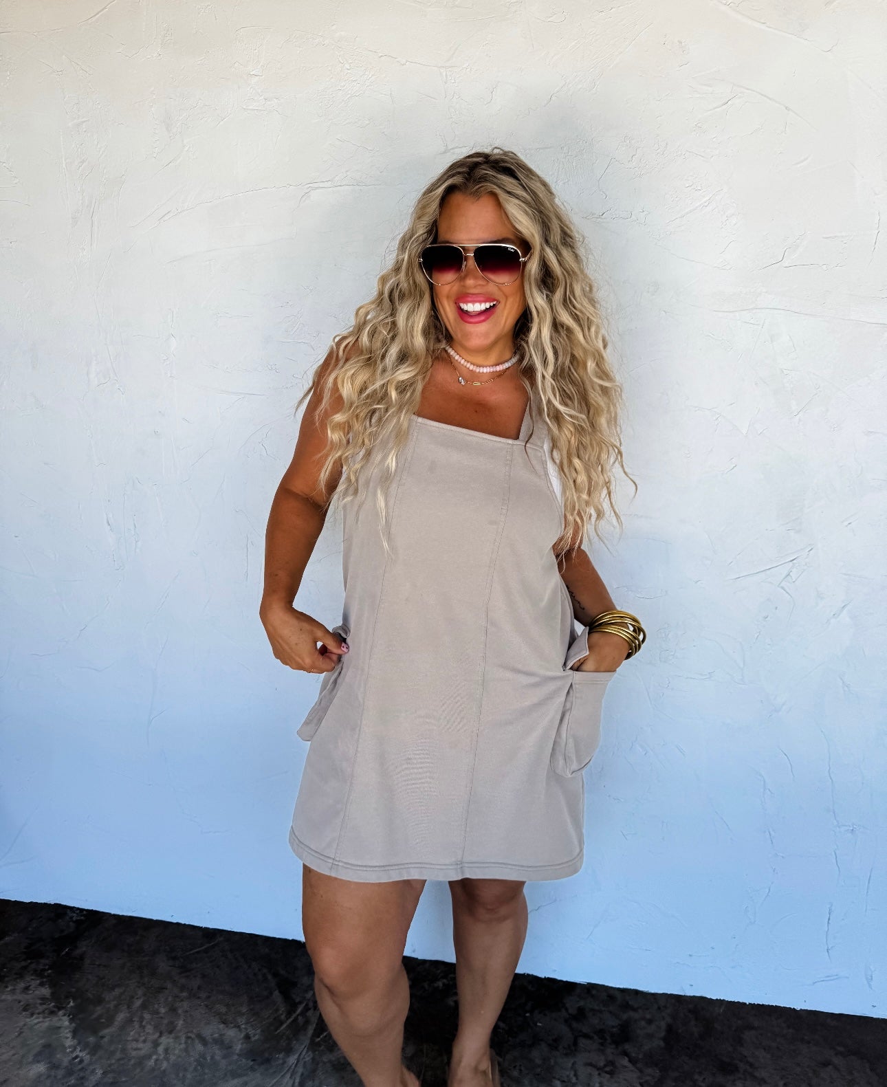 Tan Millie Overall Dress