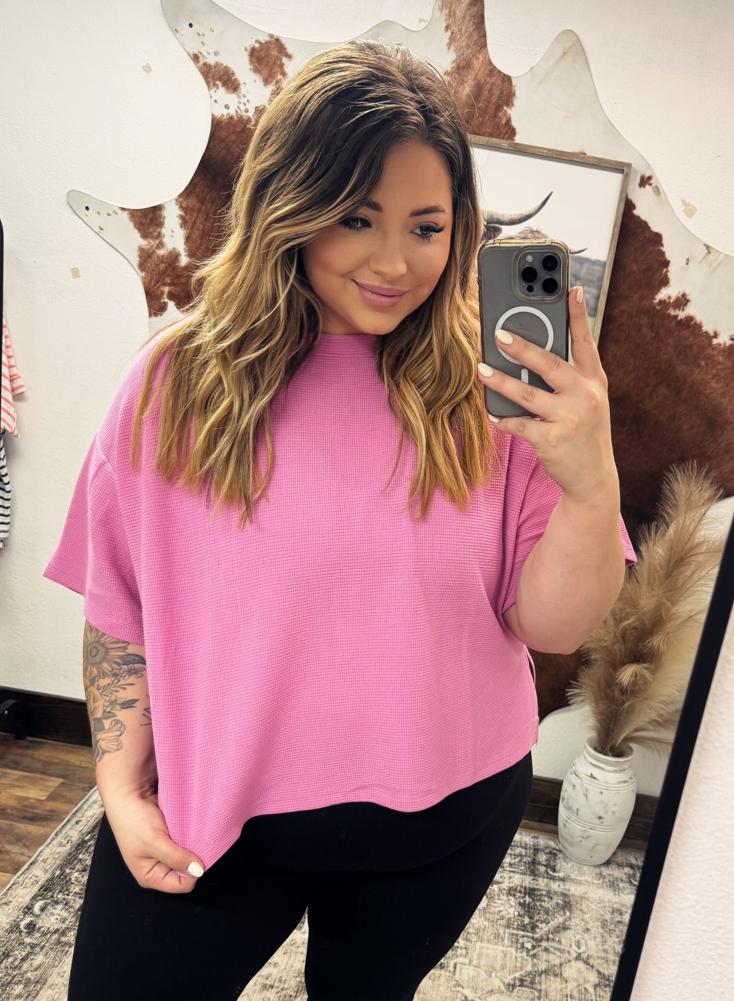 Curvy Soft pink Ribbed Top