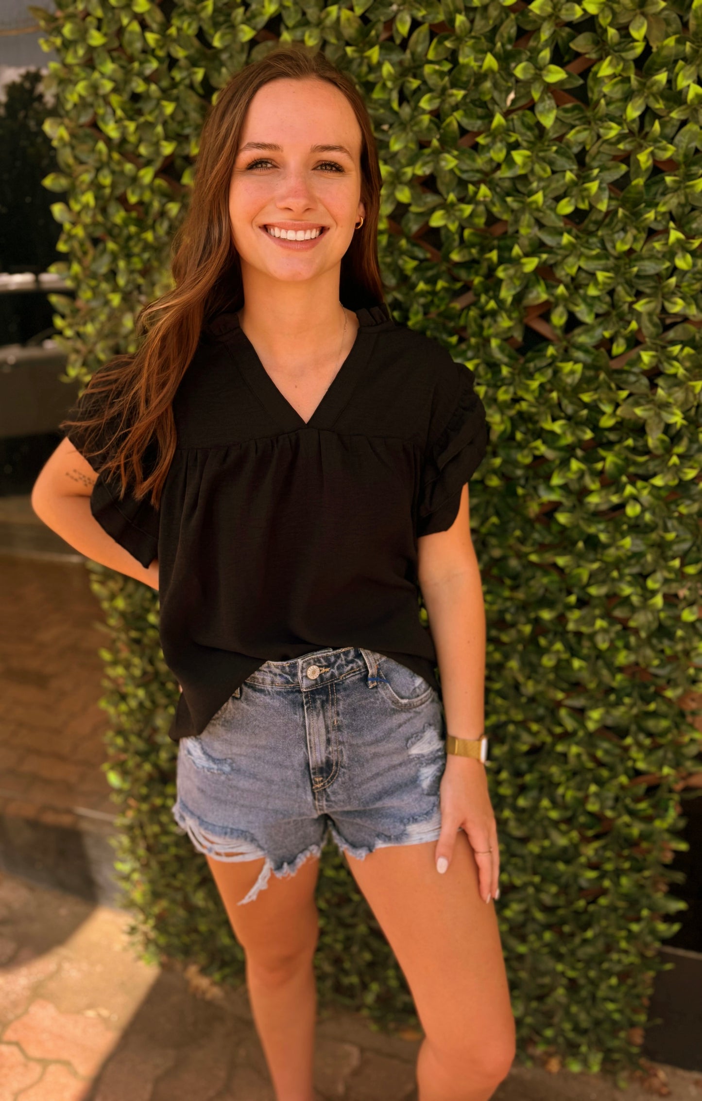 Black Ruffle Blouse