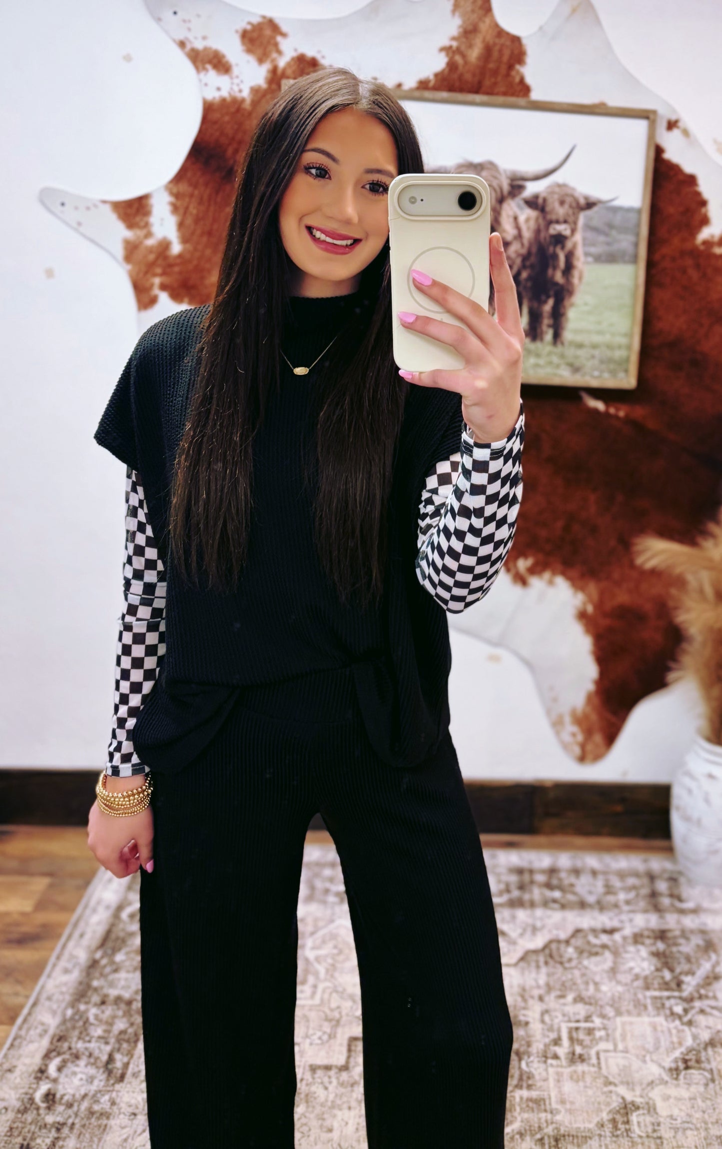 Checkered Mesh Top