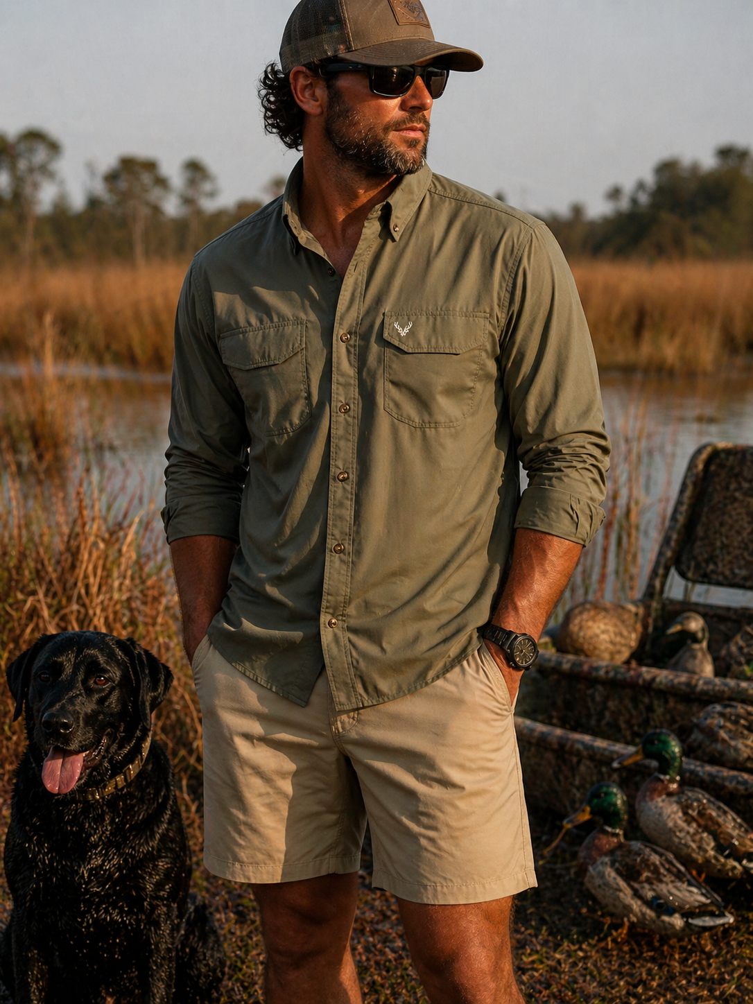 Men| Wildgame Green Rancher Button Down