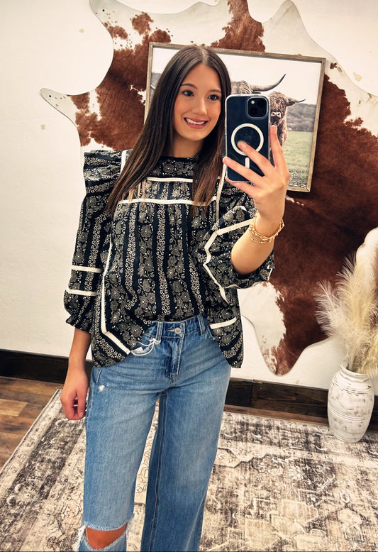 Black Floral Blouse