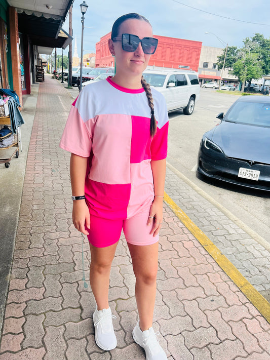 Pink Colorblock 2 Piece Set