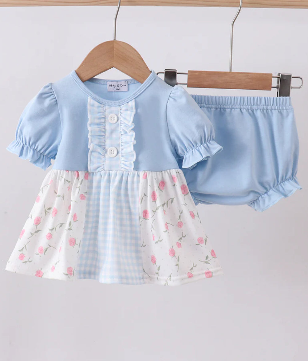 Blue Floral Bloomer Set
