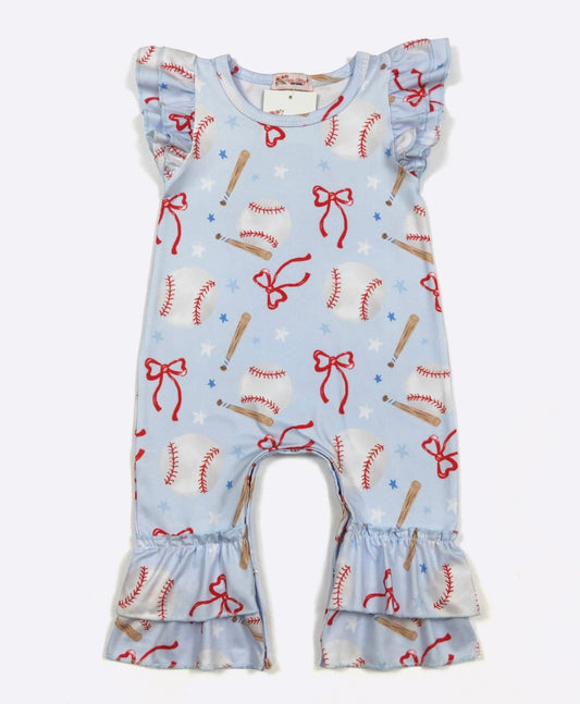 Baseball-N-Bows Romper