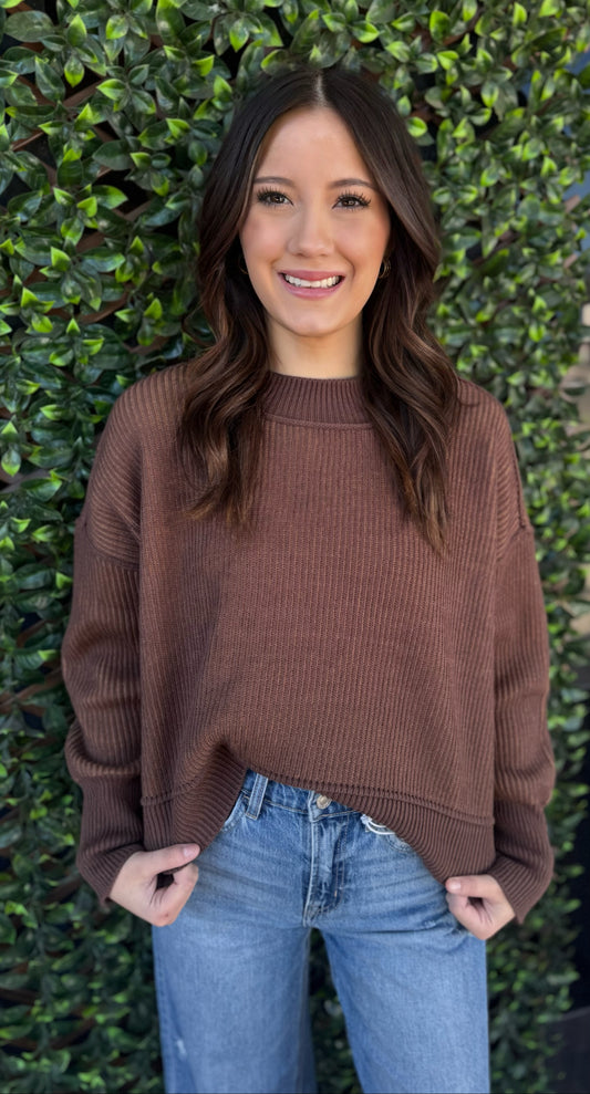 Brown Two-Toned Sweater
