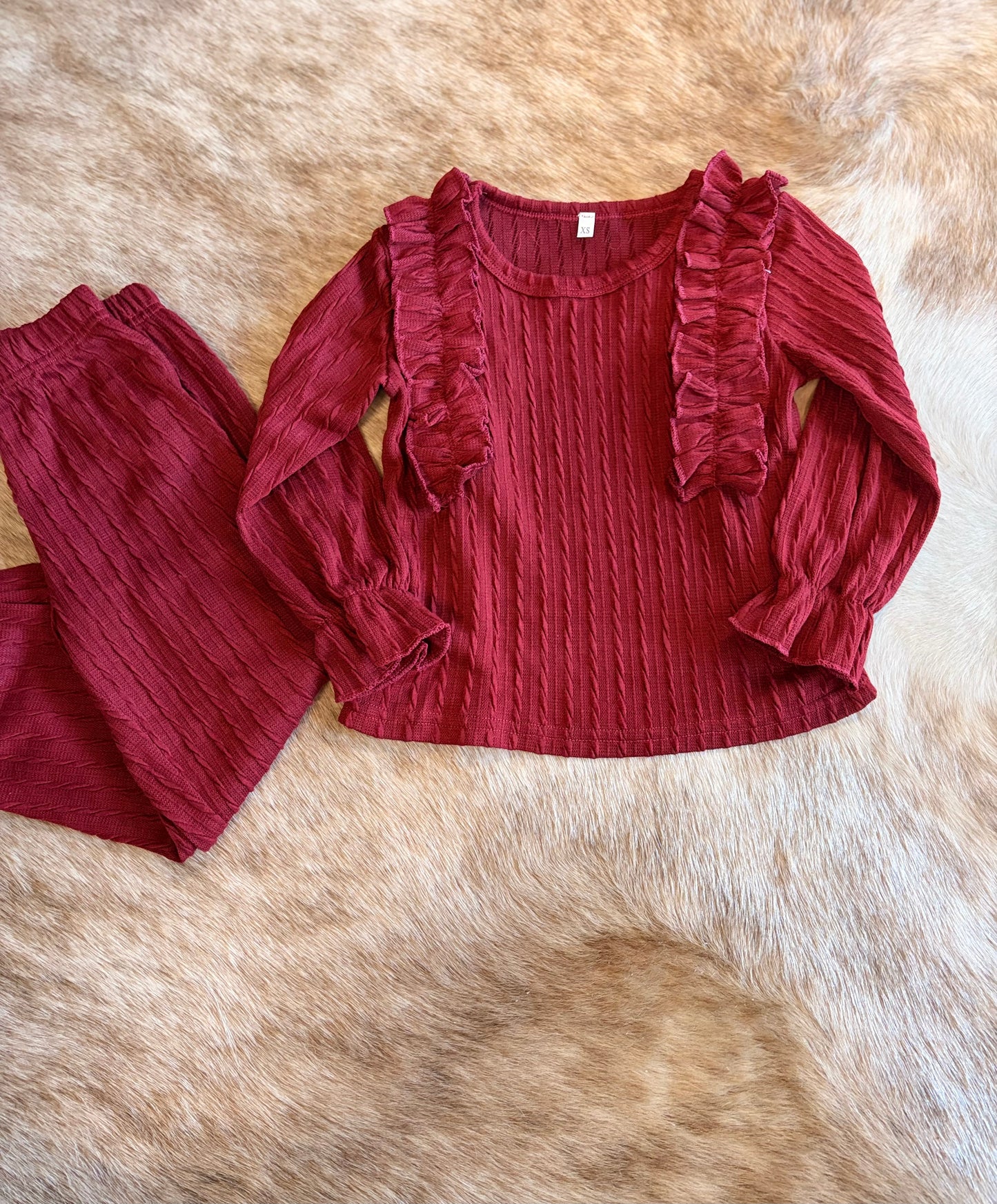 Burgundy Ruffled Jogger Set