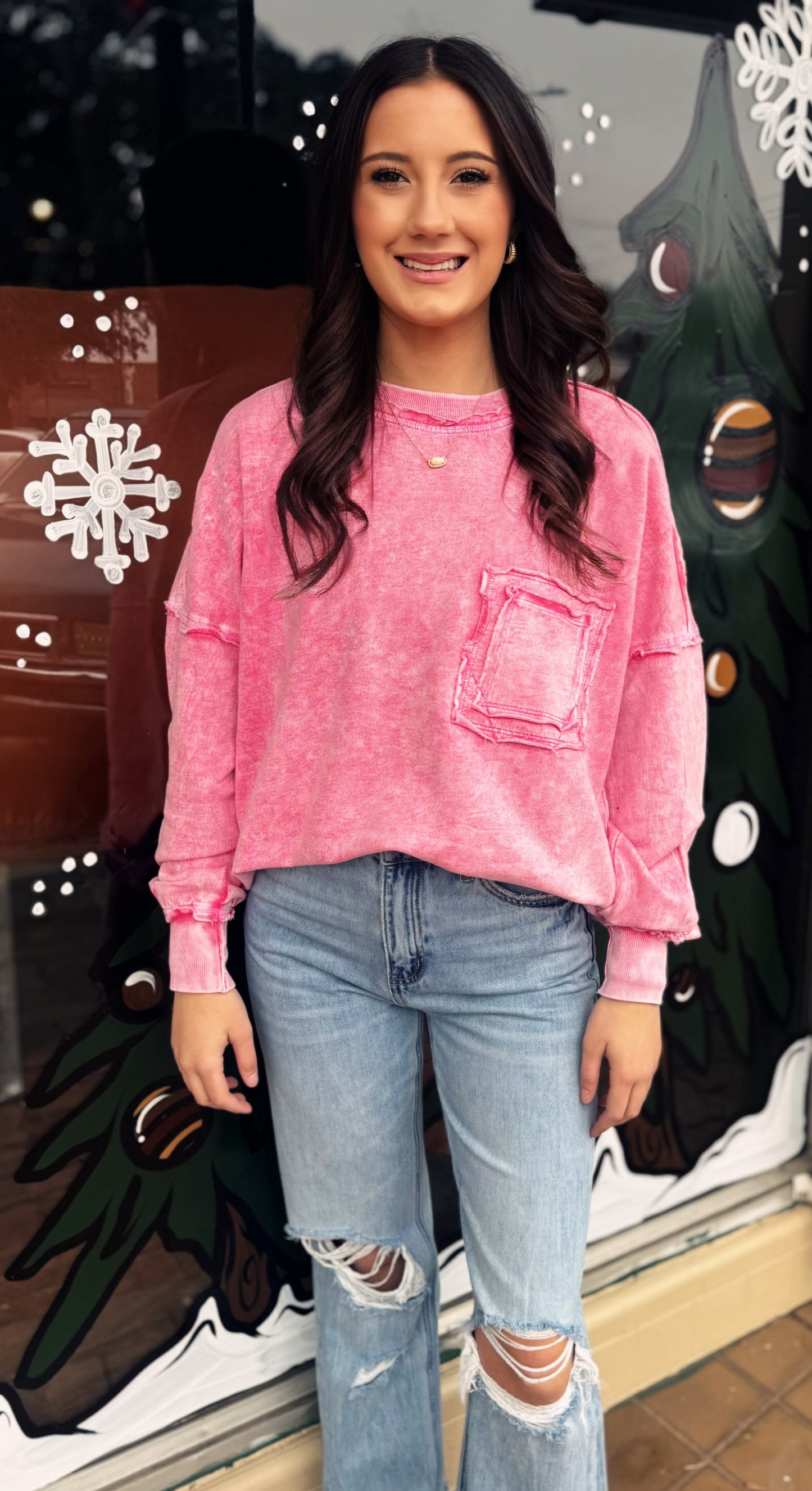 Pink Mineral Washed Pullover