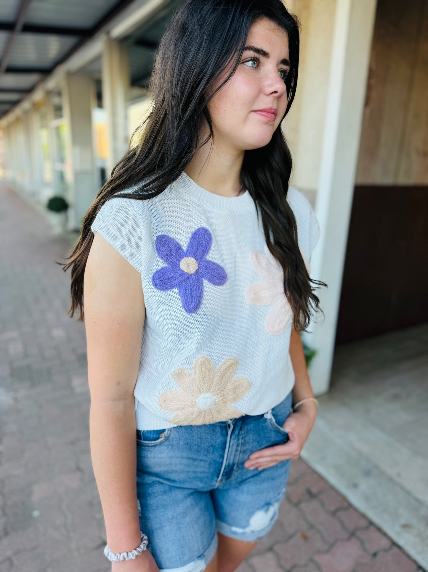 Knitted Floral Top