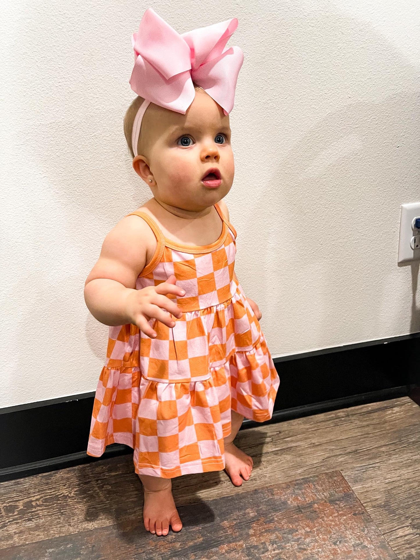 Orange & Pink Checkered Dress