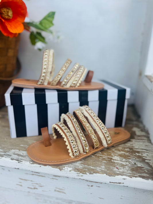 Boho Camel Champagne Sandals