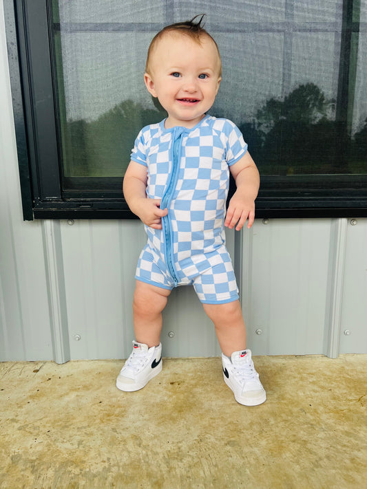 Blue Checkered Short Zippy