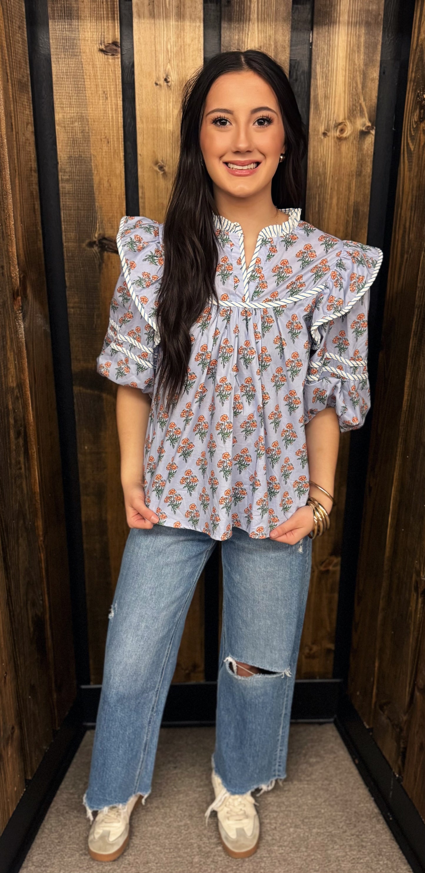 Savannah Sky Ruffle Top