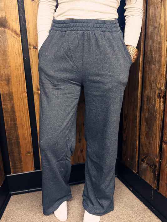 Charcoal Grey wide Leg sweatpants