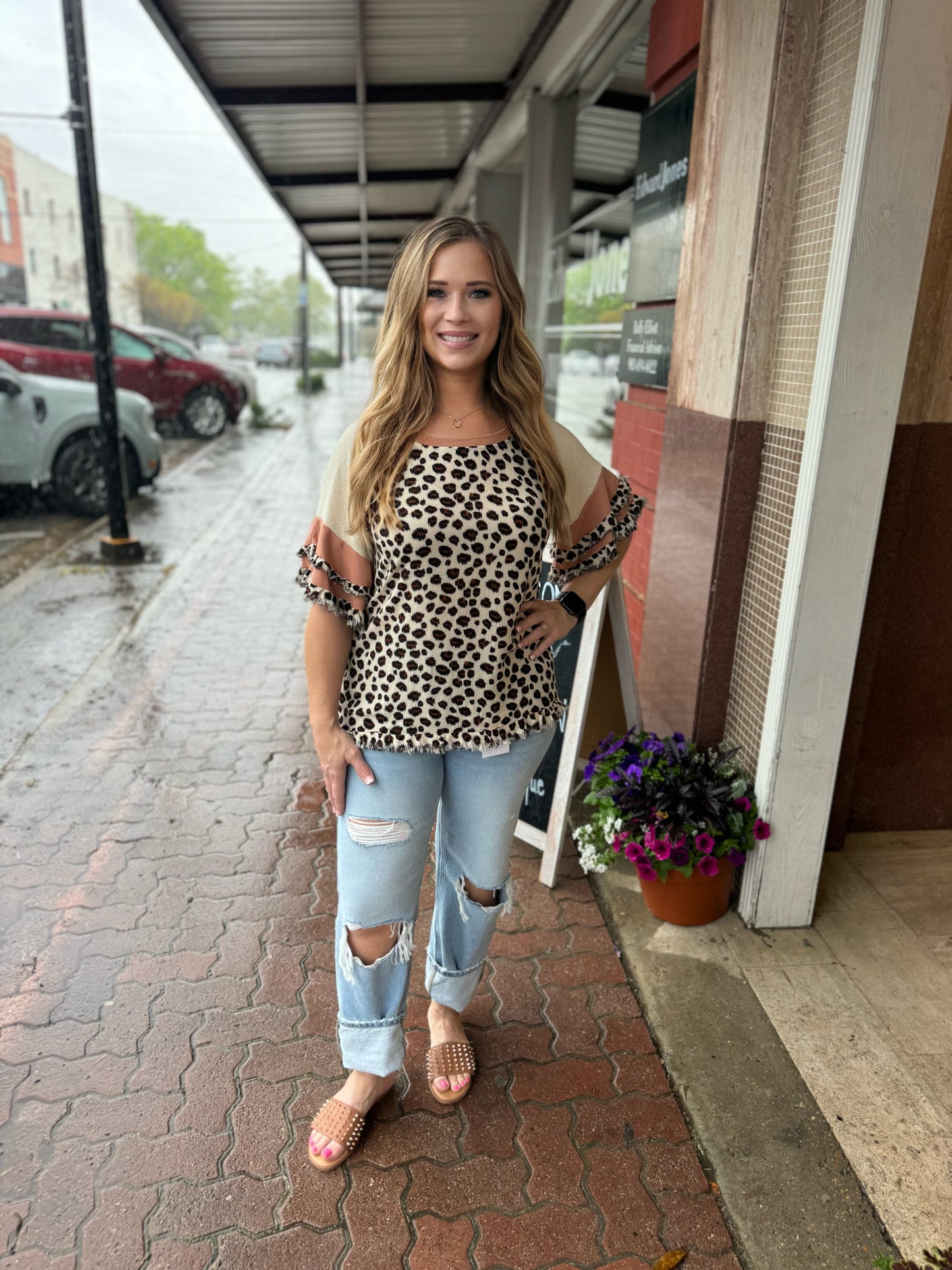 Ruffle Cheetah Top
