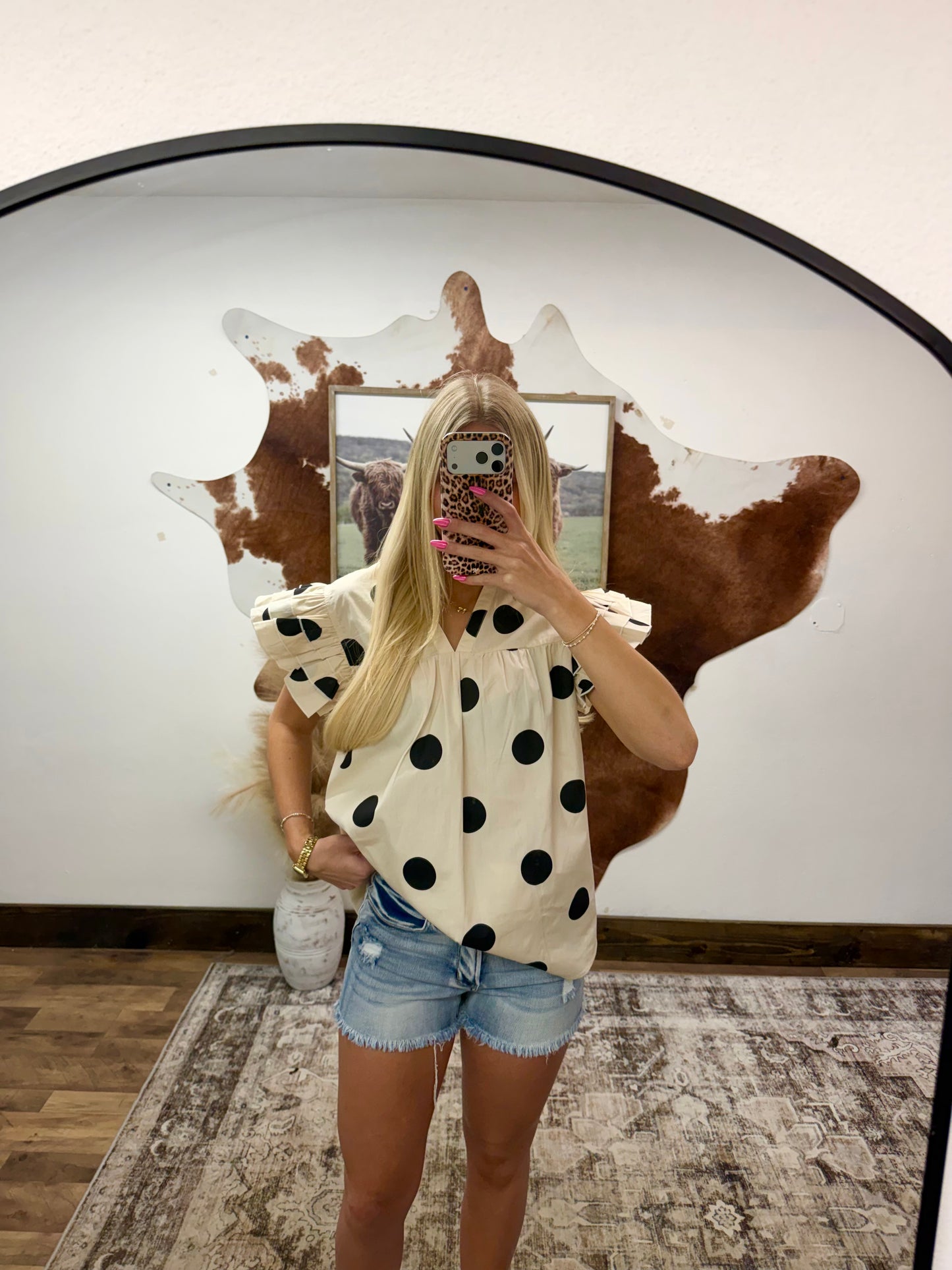 Spotted Belle Ruffle Top
