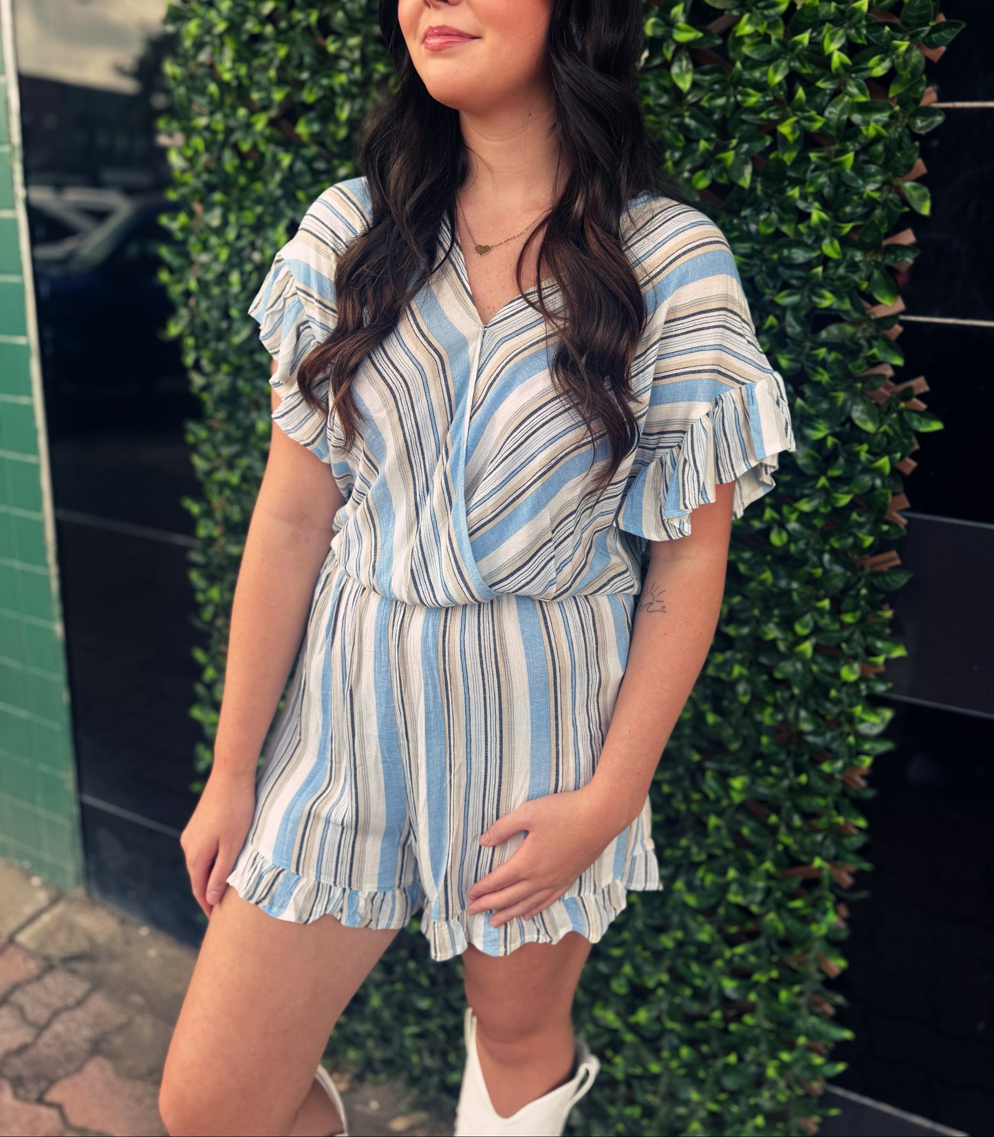 Blue Striped Romper