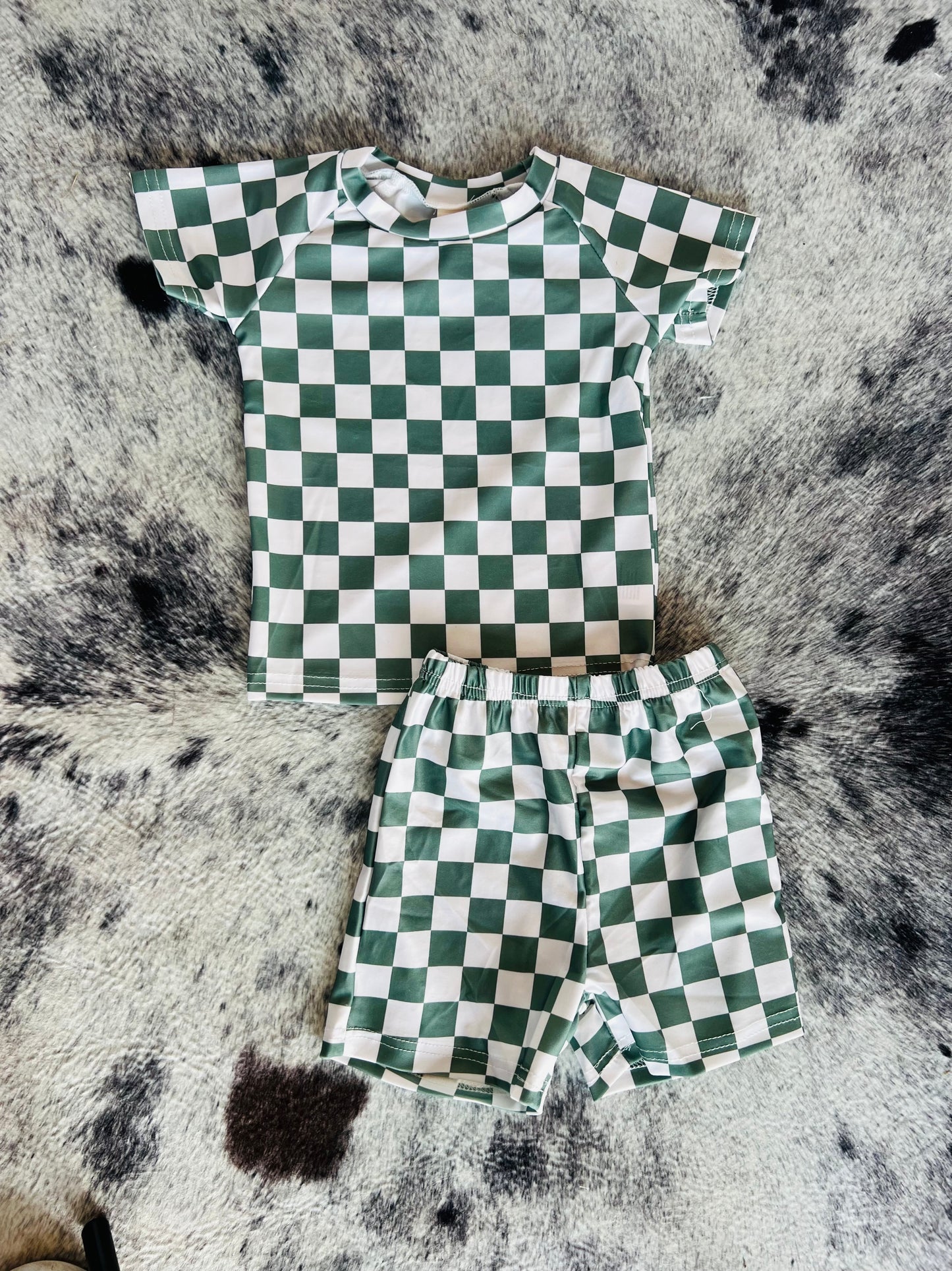 Green Checkered Swimsuit