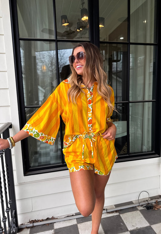 Yellow Tropical Short Set