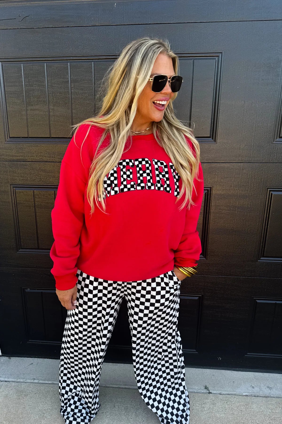 Merry Checkered Sweatshirt