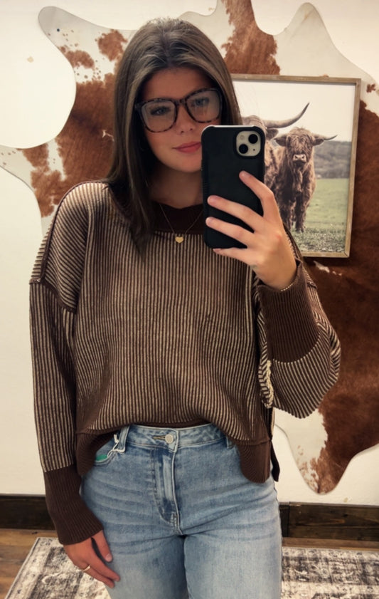 Two-Toned Seamed Sweater