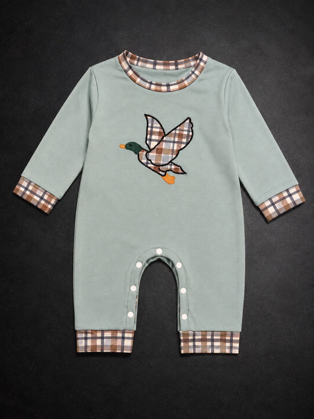Boys| plaid mallard romper