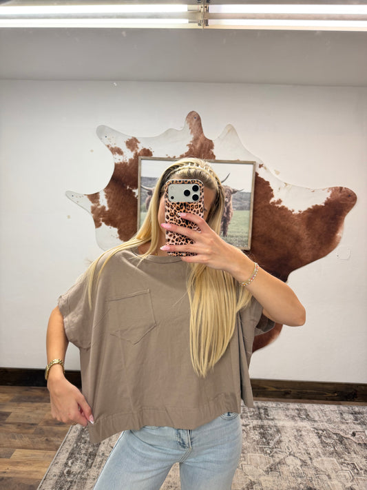 Solid Brown Crop Tee