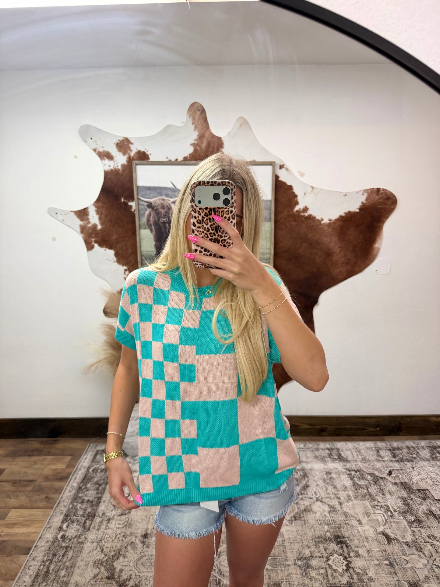 Cotton Candy Checker Top