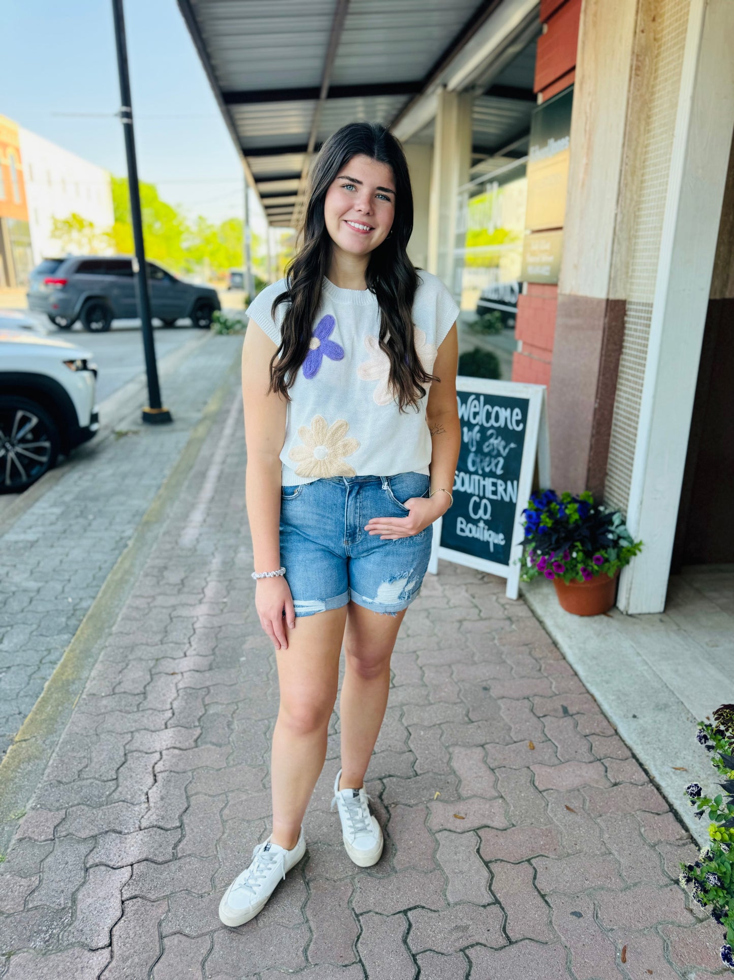 Knitted Floral Top