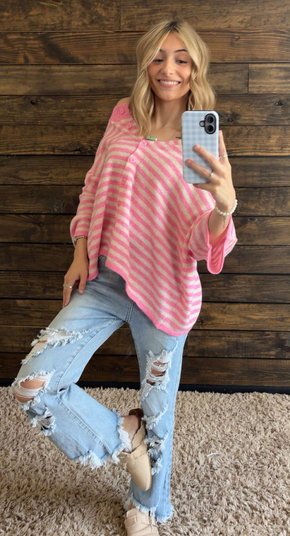 Candy Striped Sweater Blouse