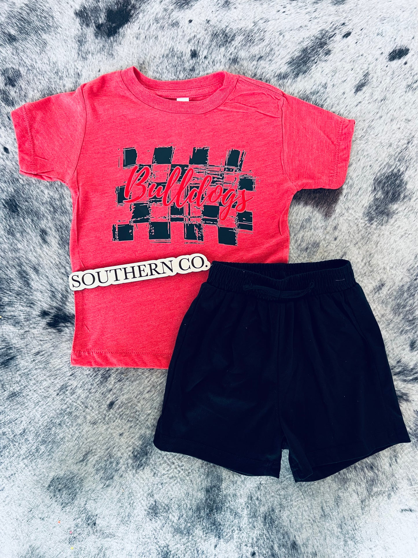 Checkered Bulldog Toddler Tee