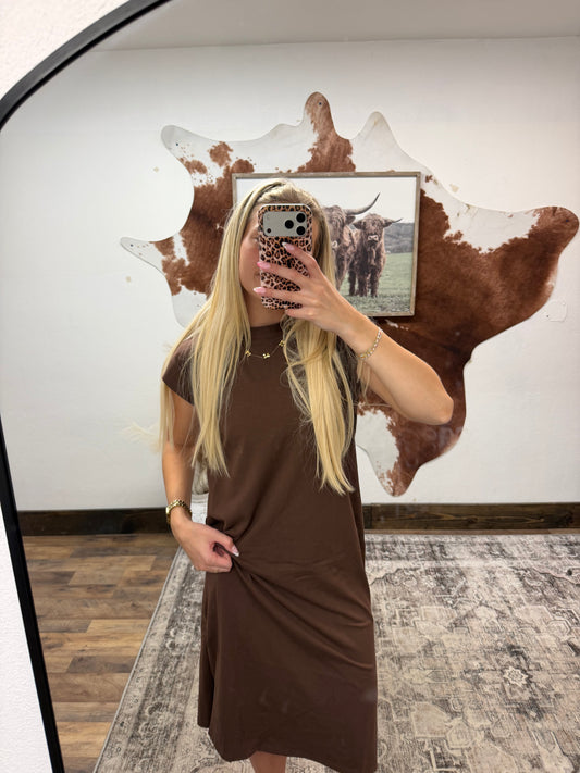 Brown Maxi T-Shirt Dress