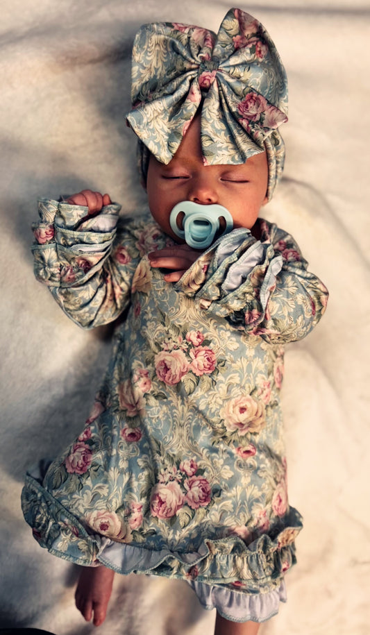 Aqua Antique Baby Gown