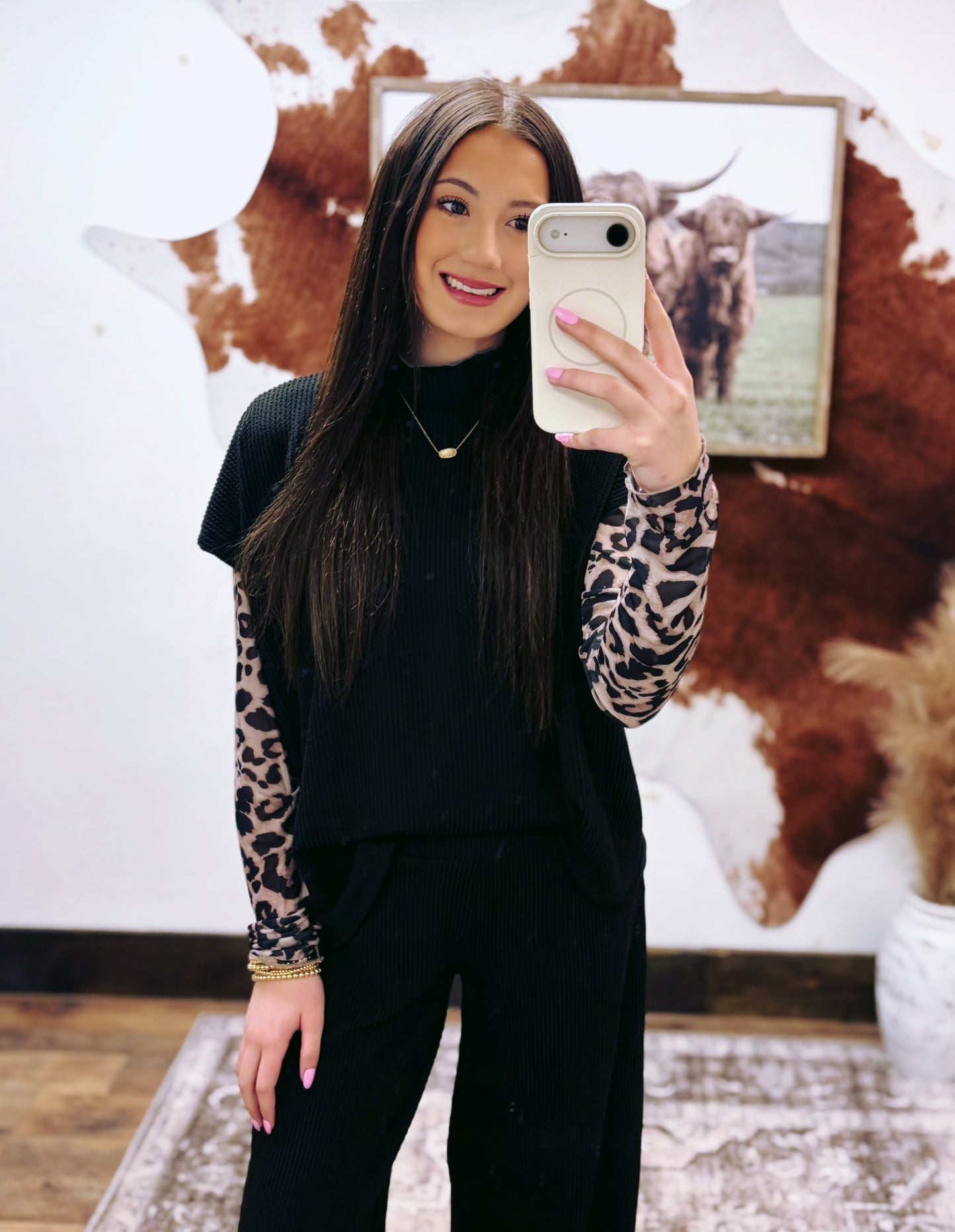 Cheetah Mesh Top