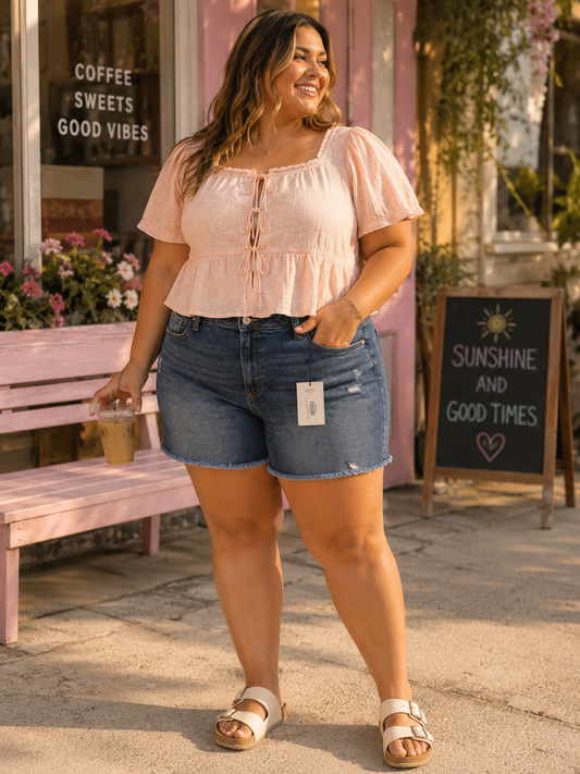 Curvy Dark Denim Shorts