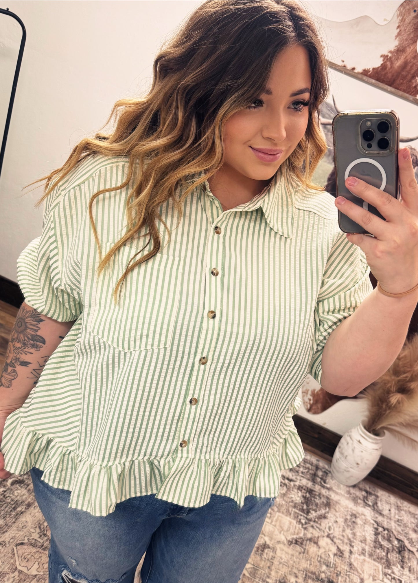 Curvy Tinsley Stripe Top