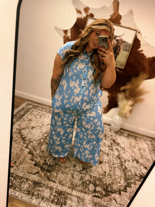 Blue Floral Jumpsuit