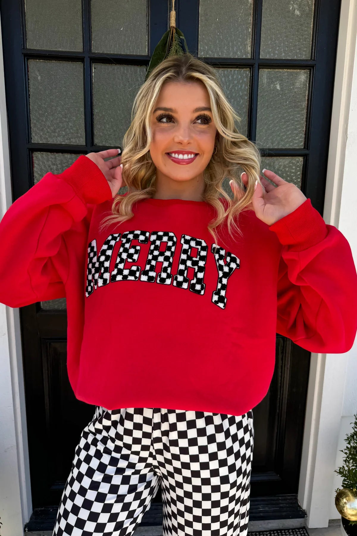 Merry Checkered Sweatshirt