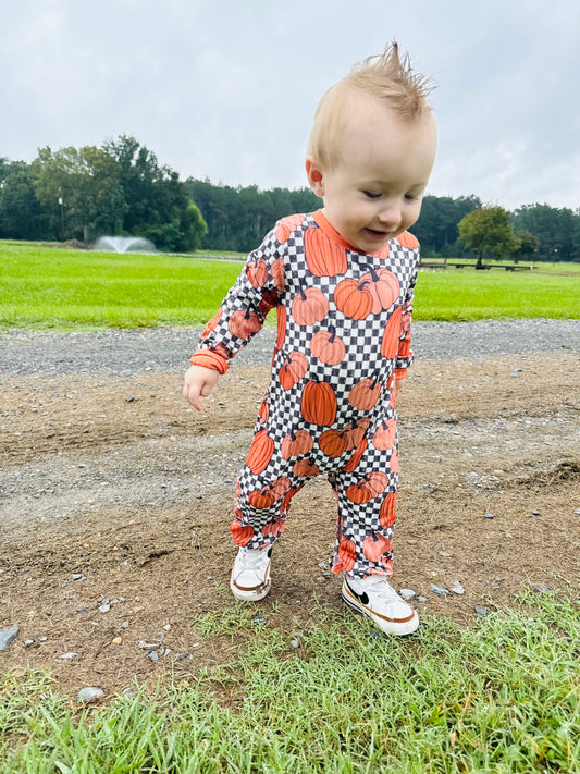 Checkered Pumpkin Jumpsuit