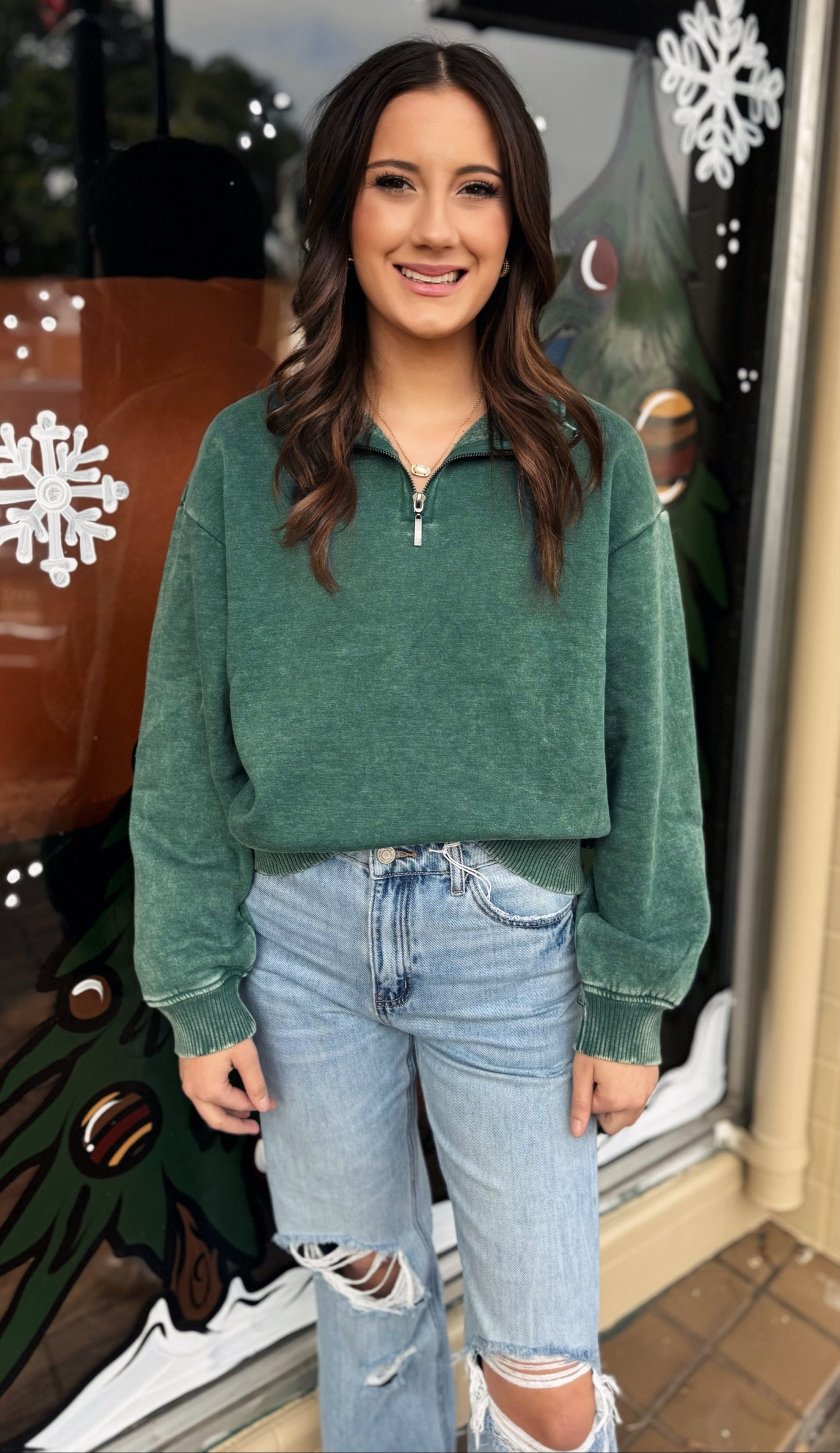 Dark green Acid wash pullover