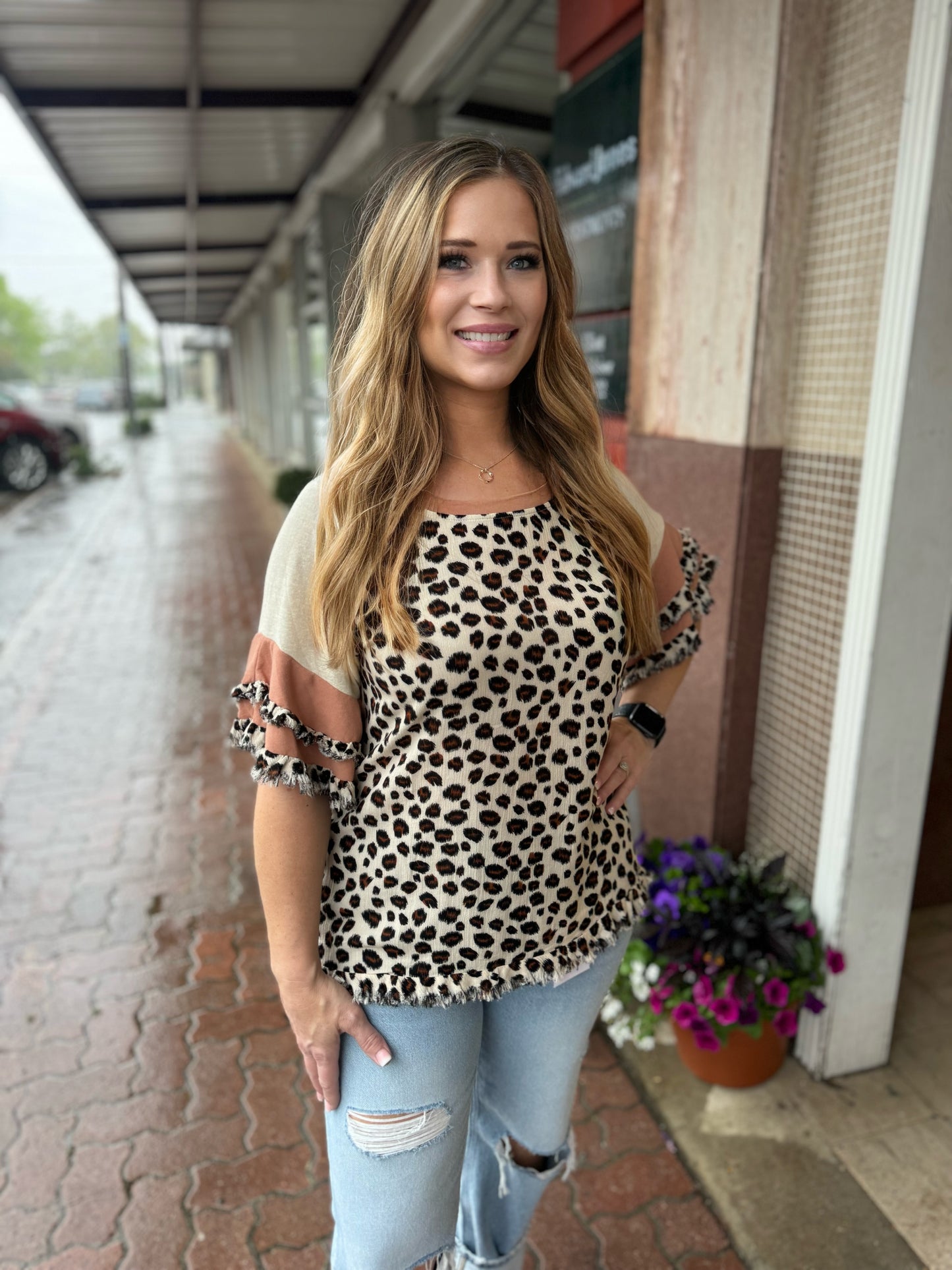Ruffle Cheetah Top