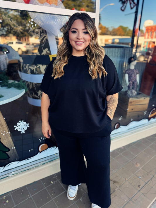 Curvy Black Buttery Soft Lounge Set