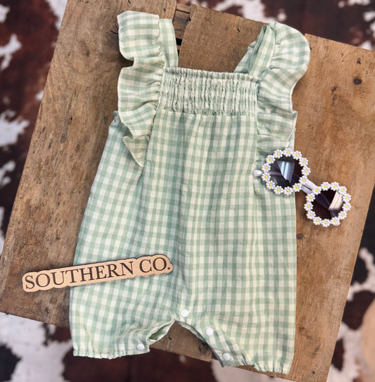 Smocked Gingham Romper