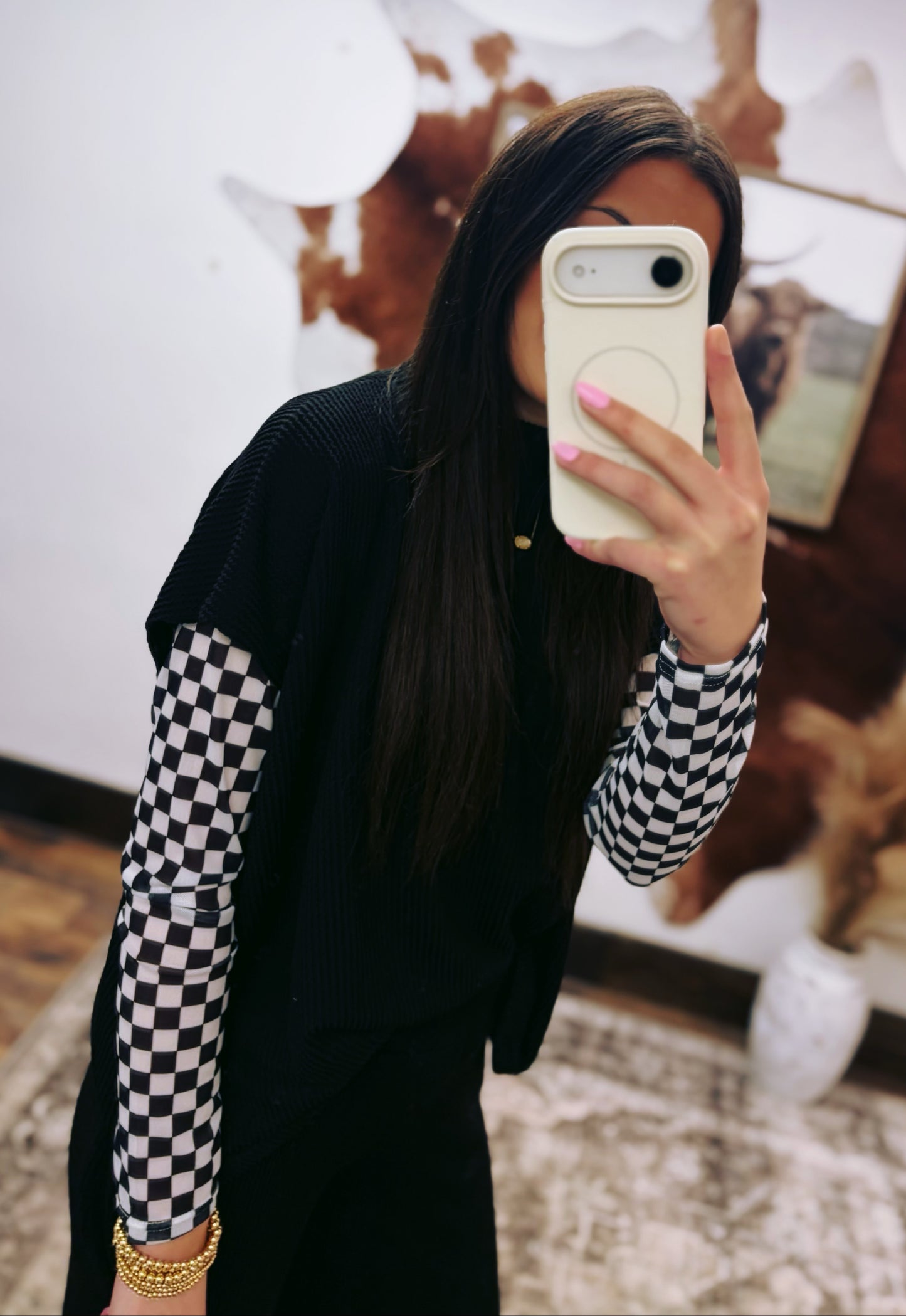 Checkered Mesh Top