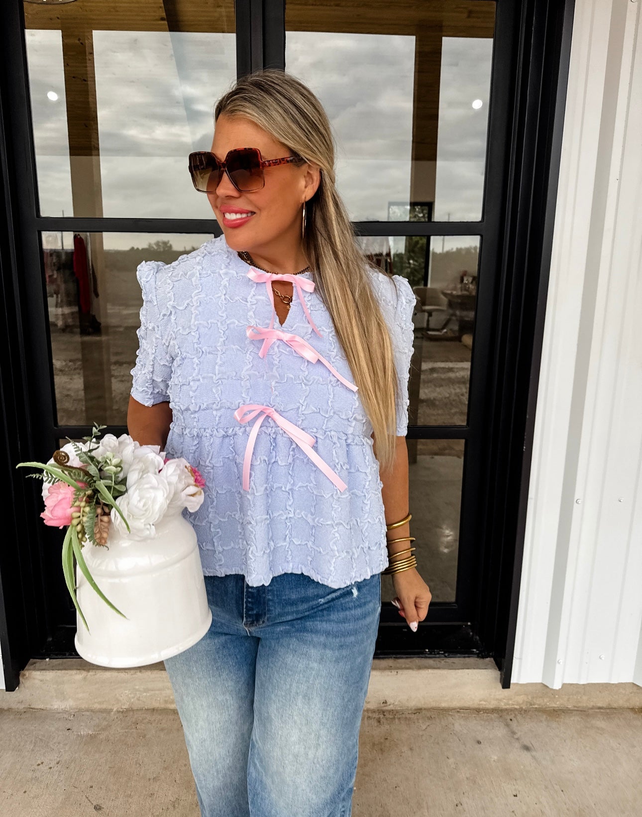Blue Bow Top