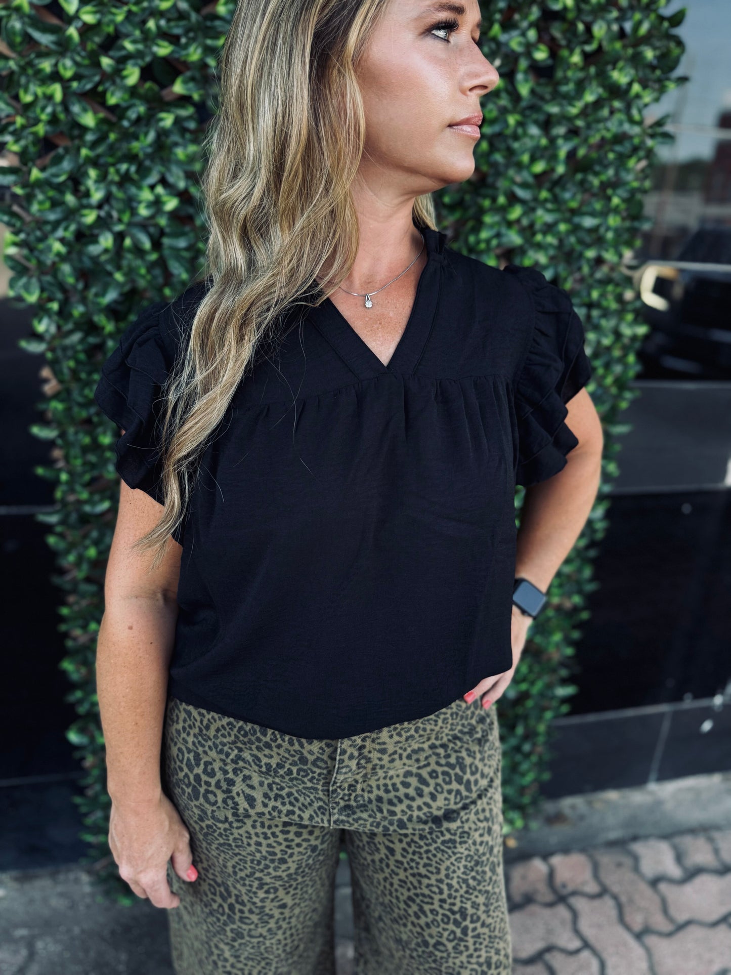 Black Ruffle Blouse