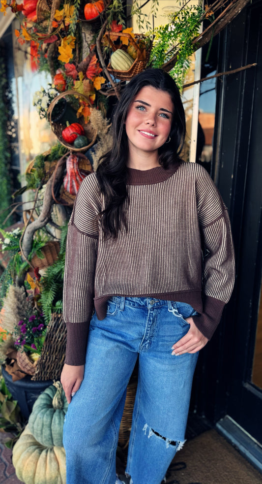 Two-Toned Seamed Sweater