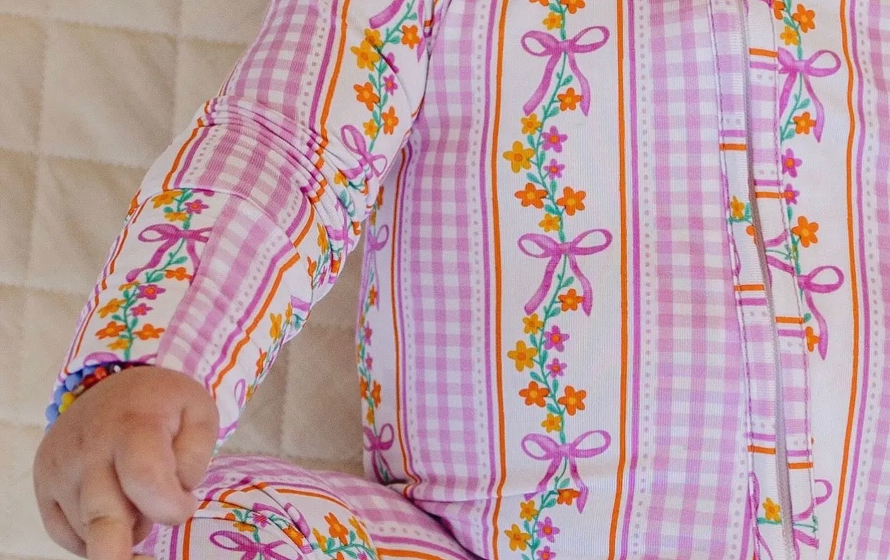 Gingham & Flowers | Bamboo Zip Romper